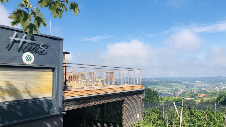 Terrasse mit herrlichem Ausblick | © Obstbau Haas, Alex Winkler